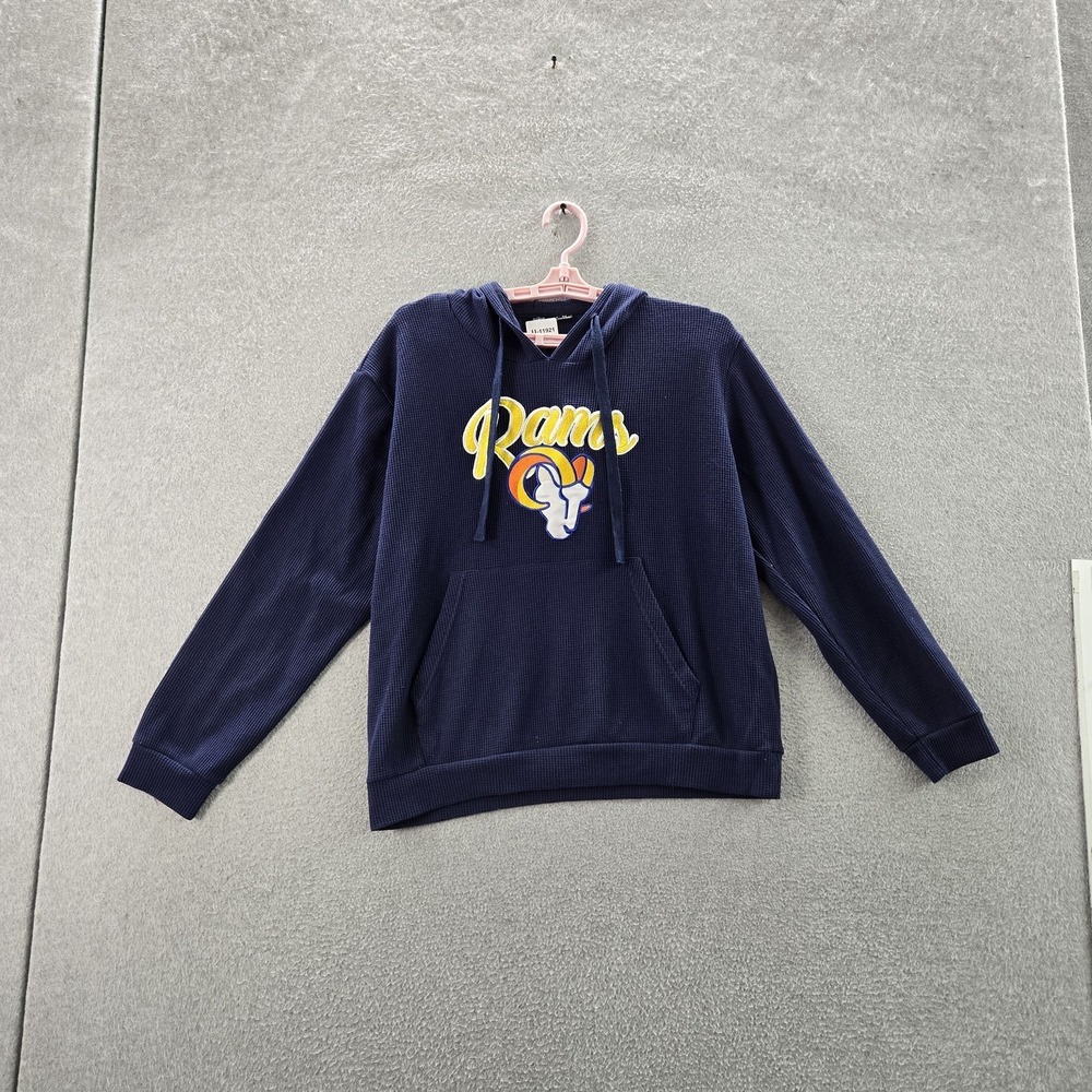 Los Angeles Rams Women Sweater‎ M Blue Embroidered Lounge Waffle Knit